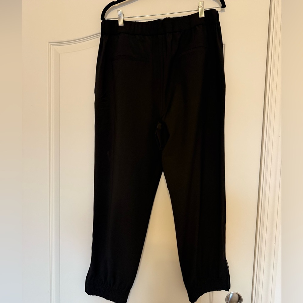 Tibi tropical wool black jogger pants with zips